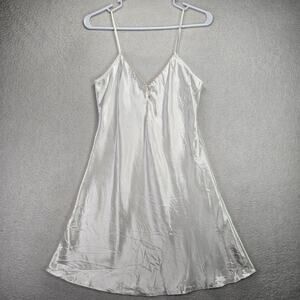 BHS Satin Nightgown Lingerie Chemise S Slip Sheer 80s 90s Vtg Nightie White